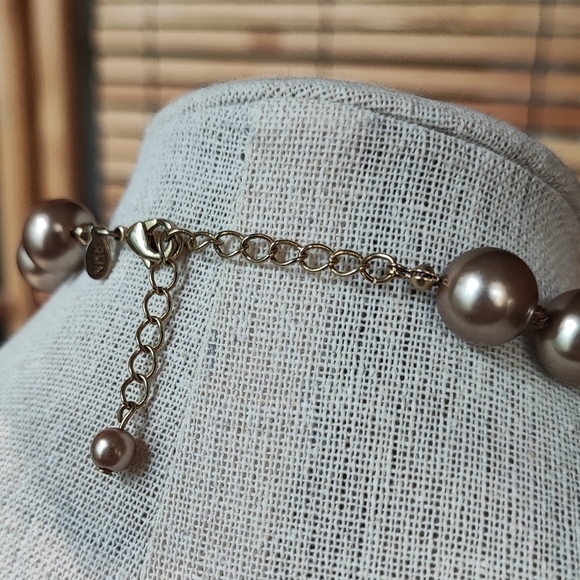 Faux Chocolate Champagne Pearl and Pink Bead Necklace RMN Roman Vintage - Picture 7 of 8